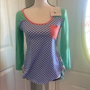 Serendipity Shrimp and Grits Women's Multicolor Checkered Top Tunic XS